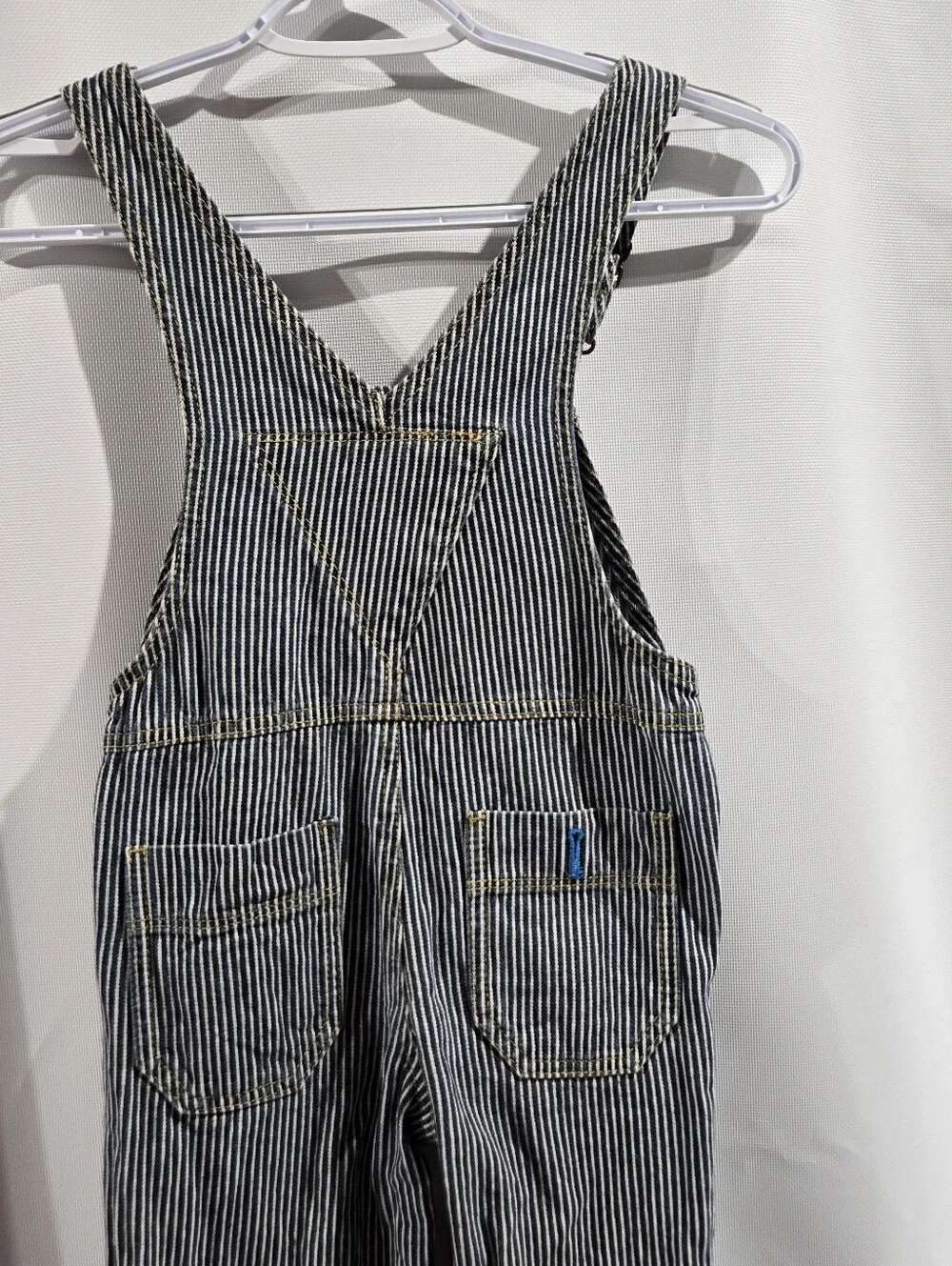 Oshkosh B'gosh Blue Striped 4t Boys Overalls 100% Cotton Copper Buttons